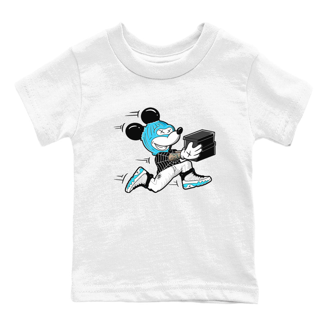 9s Powder Blue shirt to match jordans Thief Mouse sneaker tees Air Jordan 9 Powder Blue SNRT sneaker release tees baby toddler White 2 cotton Shirt