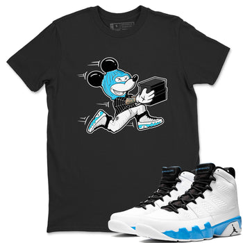 9s Powder Blue shirt to match jordans Thief Mouse sneaker tees Air Jordan 9 Powder Blue SNRT Sneaker Release Tees unisex cotton Black 1 crew neck shirt