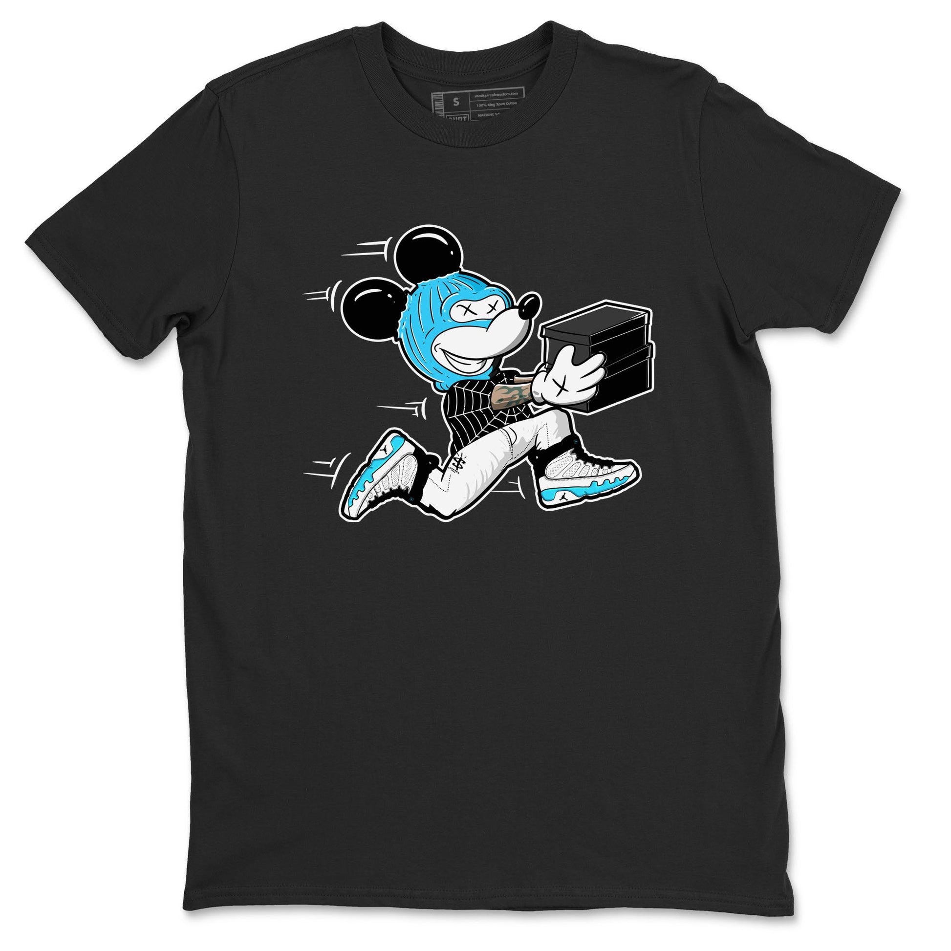 9s Powder Blue shirt to match jordans Thief Mouse sneaker tees Air Jordan 9 Powder Blue SNRT Sneaker Release Tees unisex cotton Black 2 crew neck shirt