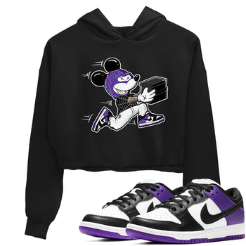Nike SB Dunk Low Court Purple Shirt To Match Jordans Thief Mouse Streetwear Fashion Dunk Low Court Purple SNRT Sneaker Release Tees Black 1 Women's Crop Tee