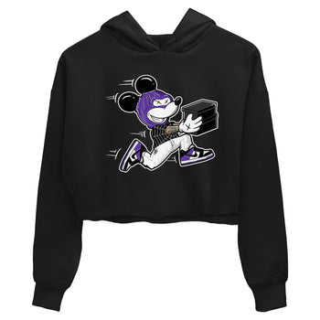Nike SB Dunk Low Court Purple Shirt To Match Jordans Thief Mouse Streetwear Fashion Dunk Low Court Purple SNRT Sneaker Release Tees Black 2 Women's Crop Tee