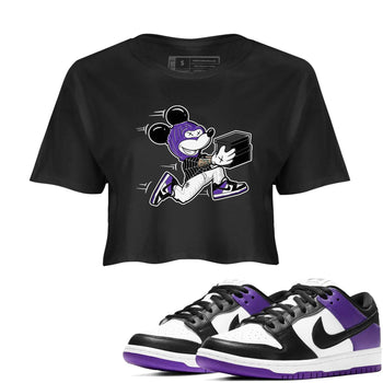 Nike SB Dunk Low Court Purple Shirt To Match Jordans Thief Mouse Streetwear Fashion Dunk Low Court Purple SNRT Sneaker Release Tees Black 1 Women's Crop Tee