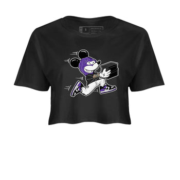 Nike SB Dunk Low Court Purple Shirt To Match Jordans Thief Mouse Streetwear Fashion Dunk Low Court Purple SNRT Sneaker Release Tees Black 2 Women's Crop Tee