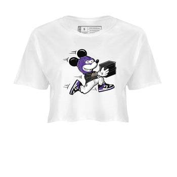 Nike SB Dunk Low Court Purple Shirt To Match Jordans Thief Mouse Streetwear Fashion Dunk Low Court Purple SNRT Sneaker Release Tees White 2 Women's Crop Tee