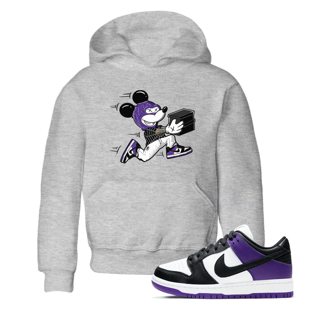 Nike SB Dunk Low Court Purple Shirt To Match Jordans Thief Mouse Streetwear Fashion Dunk Low Court Purple SNRT sneaker release tees baby toddler Heather Grey 1 cotton Shirt