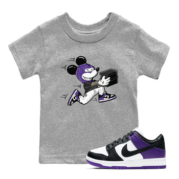 Nike SB Dunk Low Court Purple Shirt To Match Jordans Thief Mouse Streetwear Fashion Dunk Low Court Purple SNRT sneaker release tees baby toddler Heather Grey 1 cotton Shirt