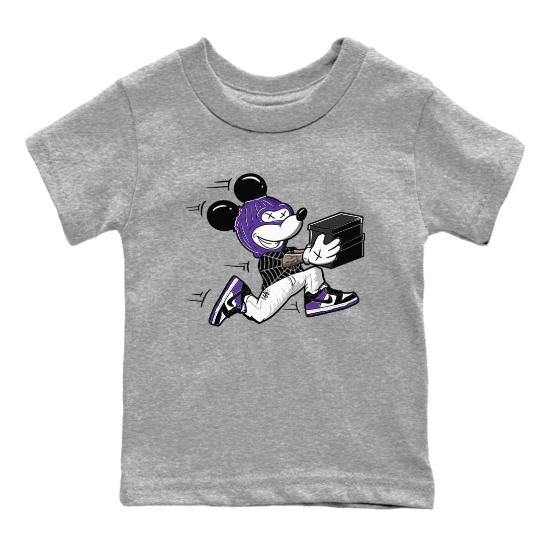 Nike SB Dunk Low Court Purple Shirt To Match Jordans Thief Mouse Streetwear Fashion Dunk Low Court Purple SNRT sneaker release tees baby toddler Heather Grey 2 cotton Shirt