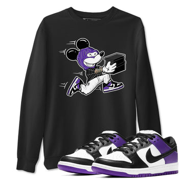 Nike SB Dunk Low Court Purple Shirt To Match Jordans Thief Mouse Streetwear Fashion Dunk Low Court Purple SNRT Sneaker Release Tees unisex cotton Black 1 crew neck shirt