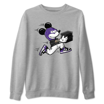 Nike SB Dunk Low Court Purple Shirt To Match Jordans Thief Mouse Streetwear Fashion Dunk Low Court Purple SNRT Sneaker Release Tees unisex cotton Heather Grey 2 crew neck shirt