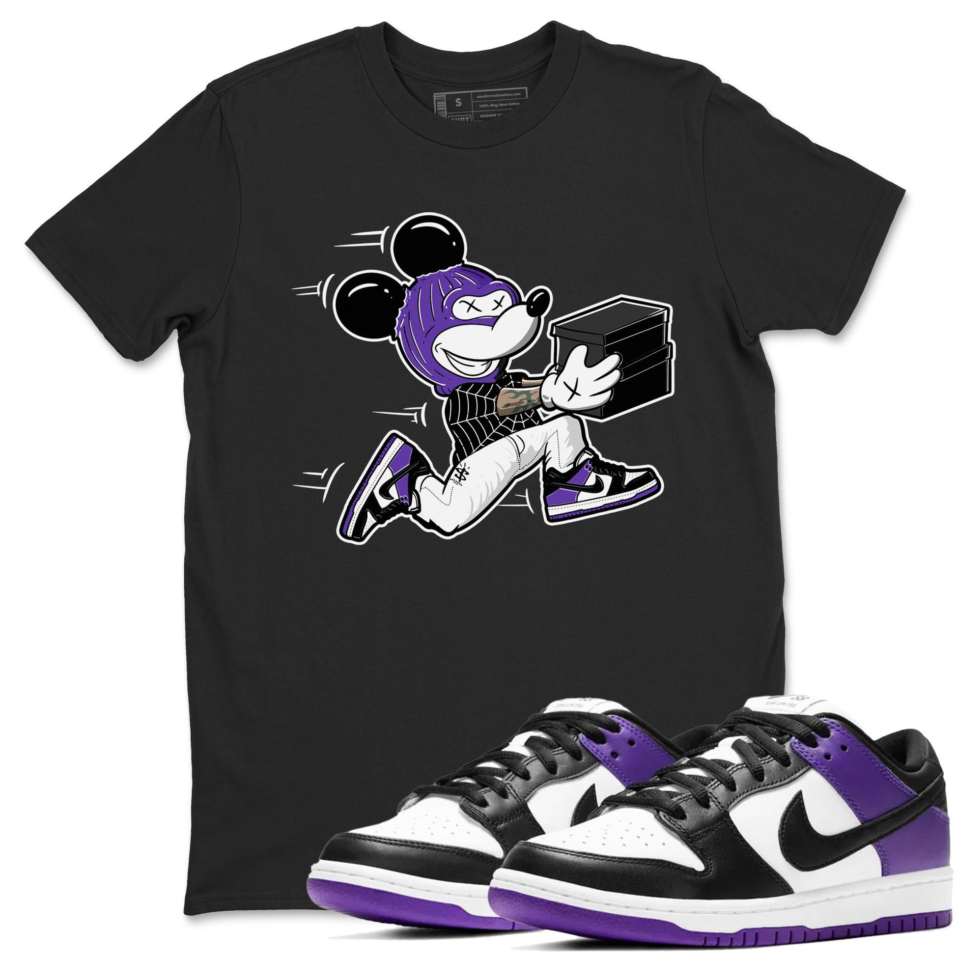 Nike SB Dunk Low Court Purple Shirt To Match Jordans Thief Mouse Streetwear Fashion Dunk Low Court Purple SNRT Sneaker Release Tees unisex cotton Black 1 crew neck shirt