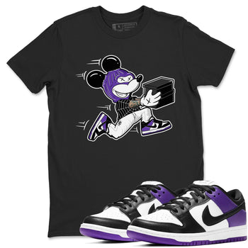 Nike SB Dunk Low Court Purple Shirt To Match Jordans Thief Mouse Streetwear Fashion Dunk Low Court Purple SNRT Sneaker Release Tees unisex cotton Black 1 crew neck shirt