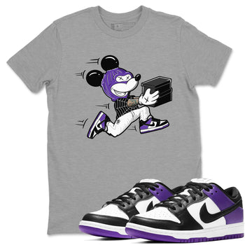 Nike SB Dunk Low Court Purple Shirt To Match Jordans Thief Mouse Streetwear Fashion Dunk Low Court Purple SNRT Sneaker Release Tees unisex cotton Heather Grey 1 crew neck shirt