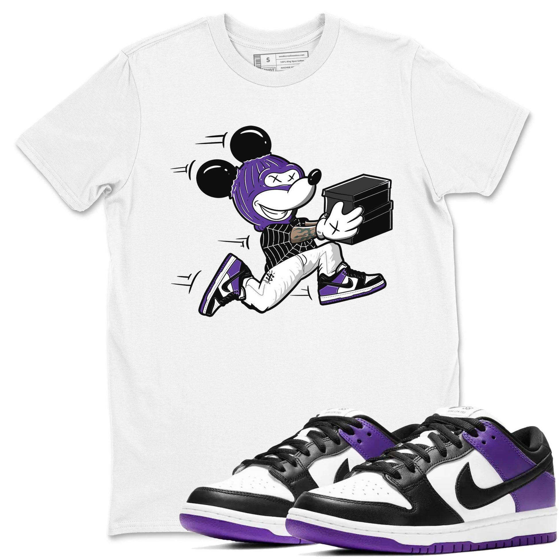 Nike SB Dunk Low Court Purple Shirt To Match Jordans Thief Mouse Streetwear Fashion Dunk Low Court Purple SNRT Sneaker Release Tees unisex cotton White 1 crew neck shirt