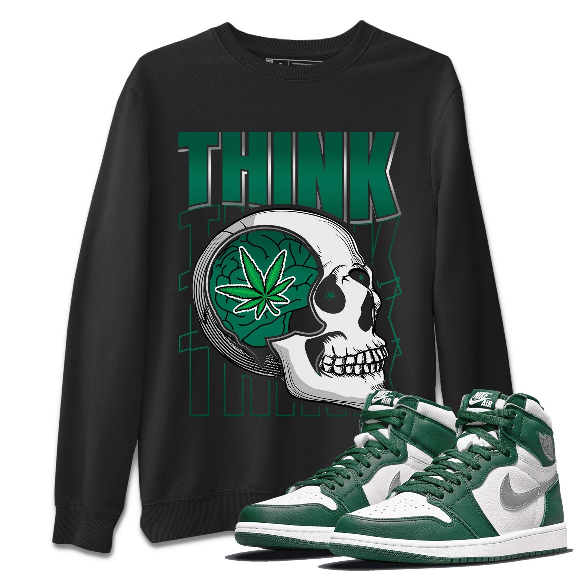 Jordan 1 Gorge Green Sneaker Match Tees Think Skeleton Sneaker Tees Jordan 1 Gorge Green Sneaker Release Tees Unisex Shirts