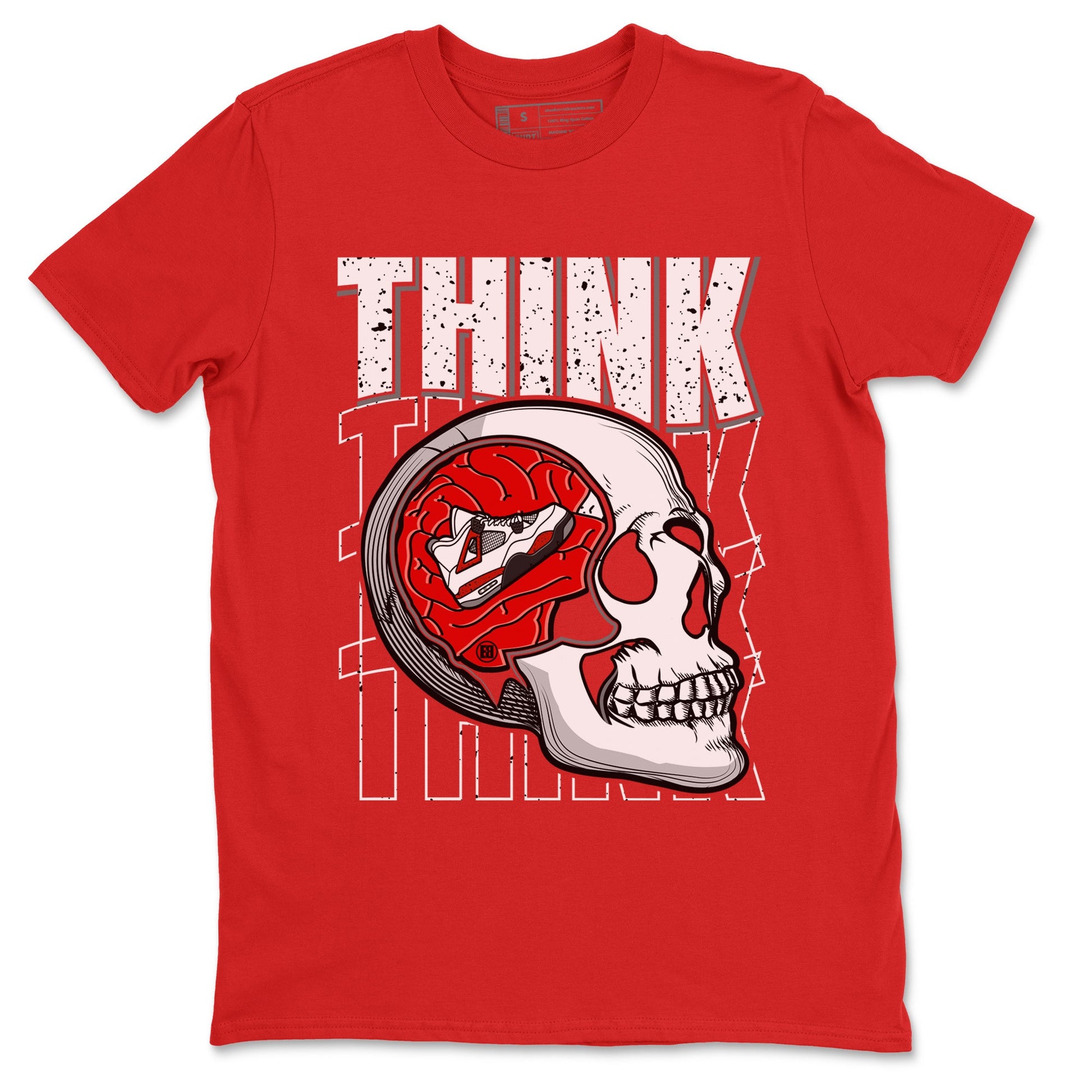 Air Jordan 4 Red Cement Sneaker Match Tees Think Think Think 4s Red Cement T-Shirts Sneaker Release Tees Unisex Shirts Red 2