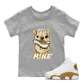 Jordan Retro 13 Wheat Sneaker Matching Tee This Is Mine Sneaker Tees Air Jordan 13 Wheat Sneaker Release Tees Kids Shirts Heather Grey 1