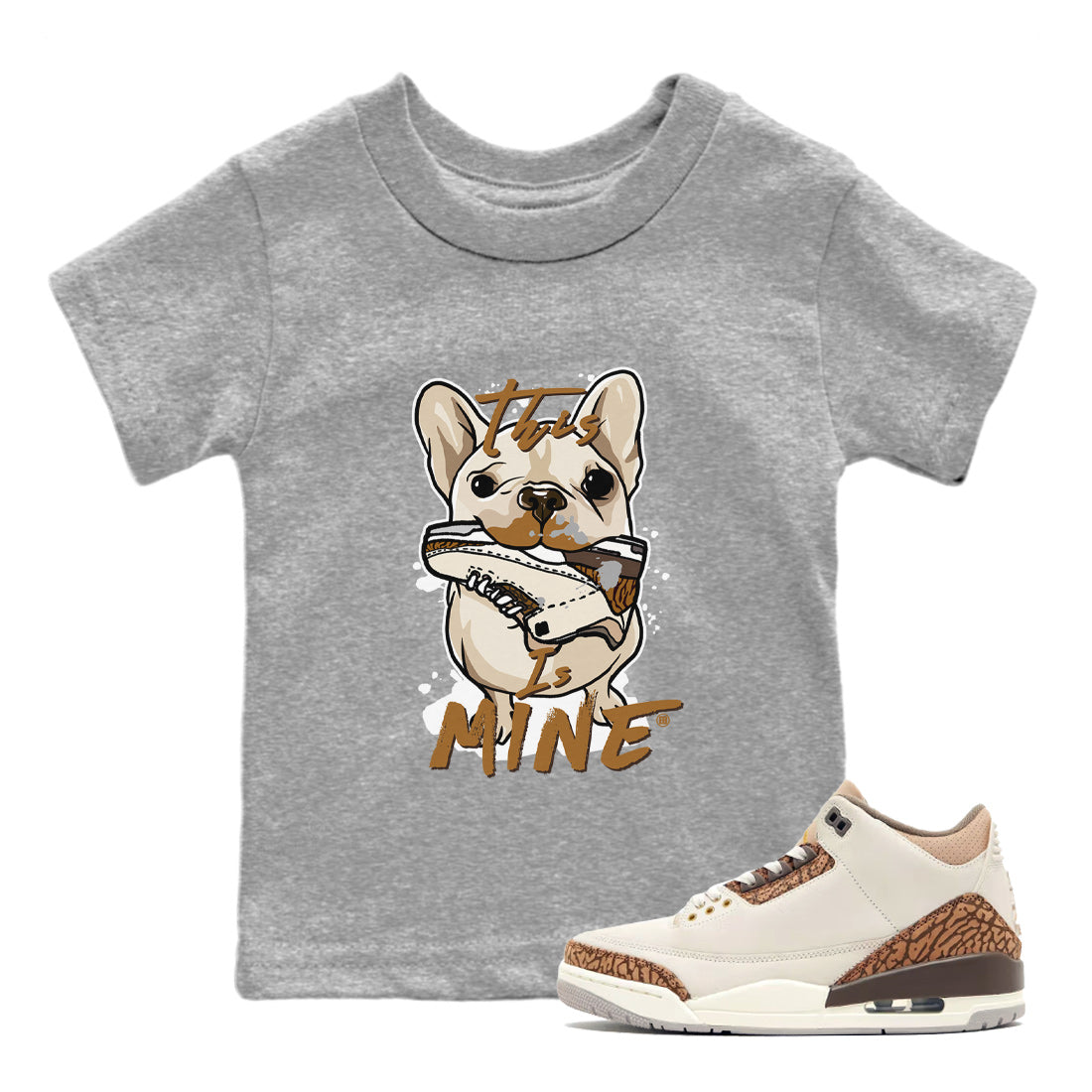 Air Jordan 3 Palomino Sneaker Match Tees This Is Mine Sneaker Tees Jordan 3 Palomino Sneaker Release Tees Kids Shirts Heather Grey 1