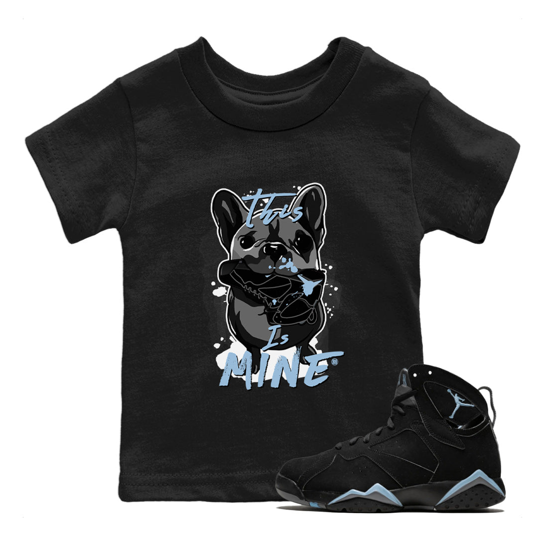 7s Chambray Sneaker Match Tees This Is Mine Sneaker Tees Air Jordan 7 Chambray Sneaker Release Tees Kids Shirts Black 1
