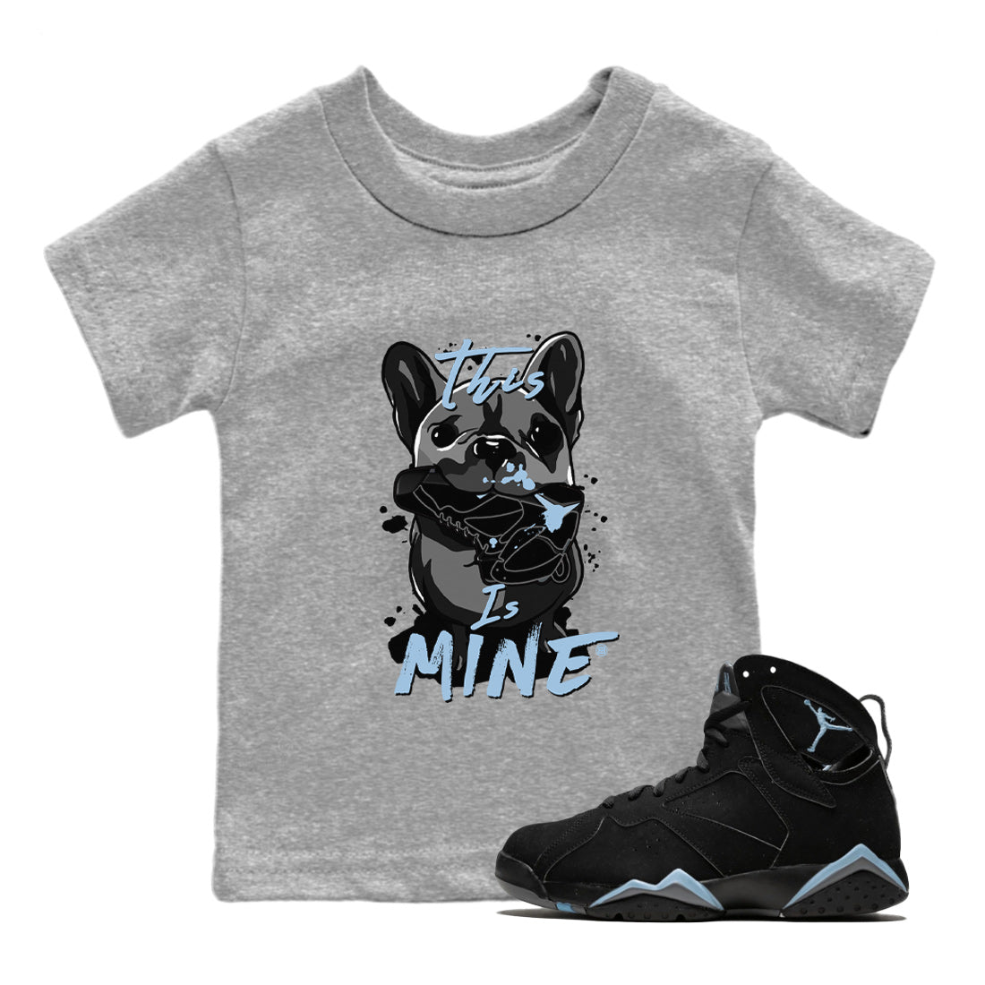 7s Chambray Sneaker Match Tees This Is Mine Sneaker Tees Air Jordan 7 Chambray Sneaker Release Tees Kids Shirts Heather Grey 1