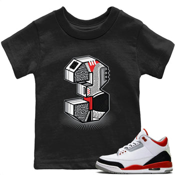 Jordan 3 Fire Red Sneaker Match Tees Three Statue Sneaker Tees Jordan 3 Fire Red Sneaker Release Tees Kids Shirts