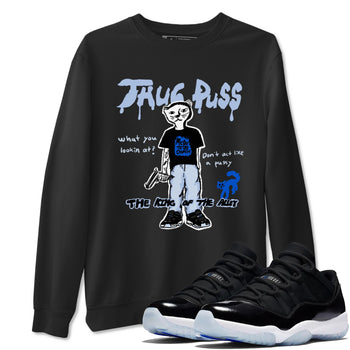 11s Low Space shirt to match jordans Thug Puss sneaker tees Air Jordan 11 Black/Varsity Royal SNRT Sneaker Release Tees unisex cotton Black 1 crew neck shirt