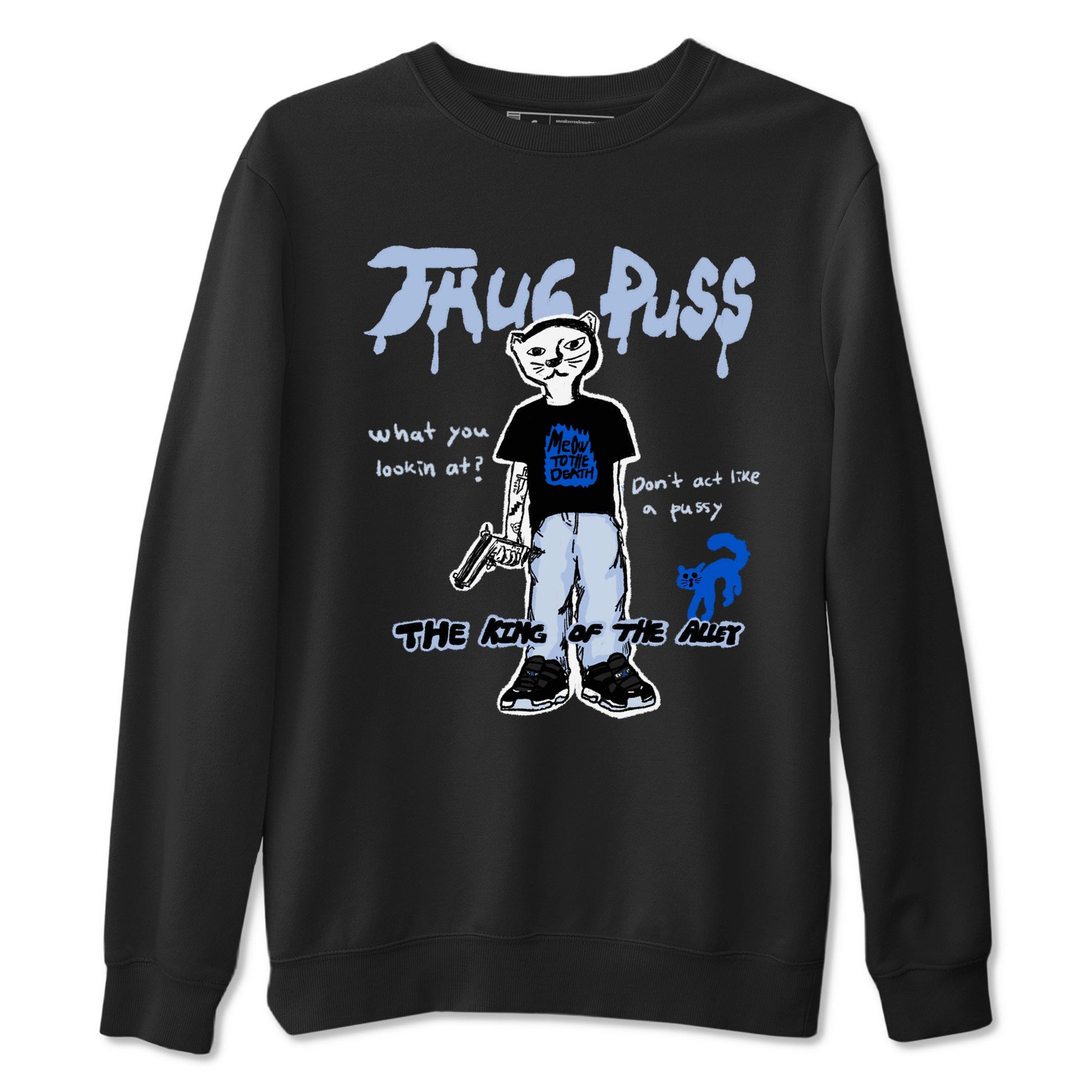 11s Low Space shirt to match jordans Thug Puss sneaker tees Air Jordan 11 Black/Varsity Royal SNRT Sneaker Release Tees unisex cotton Black 2 crew neck shirt