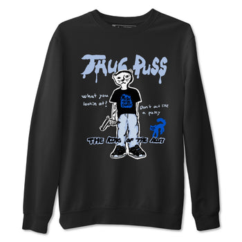 11s Low Space shirt to match jordans Thug Puss sneaker tees Air Jordan 11 Black/Varsity Royal SNRT Sneaker Release Tees unisex cotton Black 2 crew neck shirt