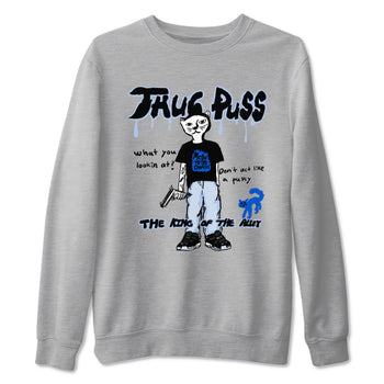 11s Low Space shirt to match jordans Thug Puss sneaker tees Air Jordan 11 Black/Varsity Royal SNRT Sneaker Release Tees unisex cotton Heather Grey 2 crew neck shirt