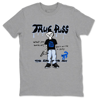 11s Low Space shirt to match jordans Thug Puss sneaker tees Air Jordan 11 Black/Varsity Royal SNRT Sneaker Release Tees unisex cotton Heather Grey 2 crew neck shirt