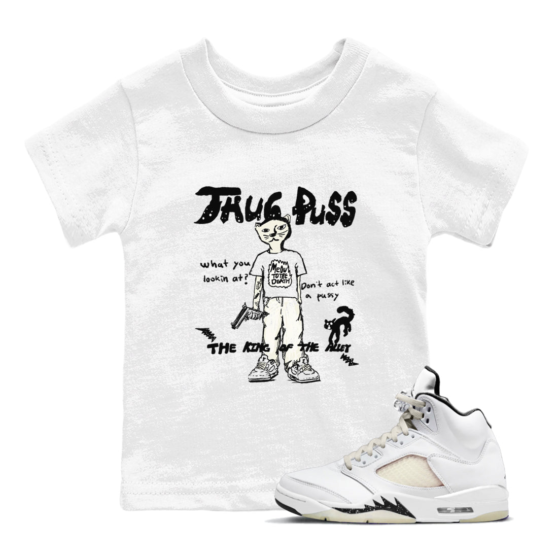 5s Sail shirt to match jordans Thug Puss sneaker tees Air Jordan 5 Sail SNRT sneaker release tees baby toddler White 1 cotton Shirt