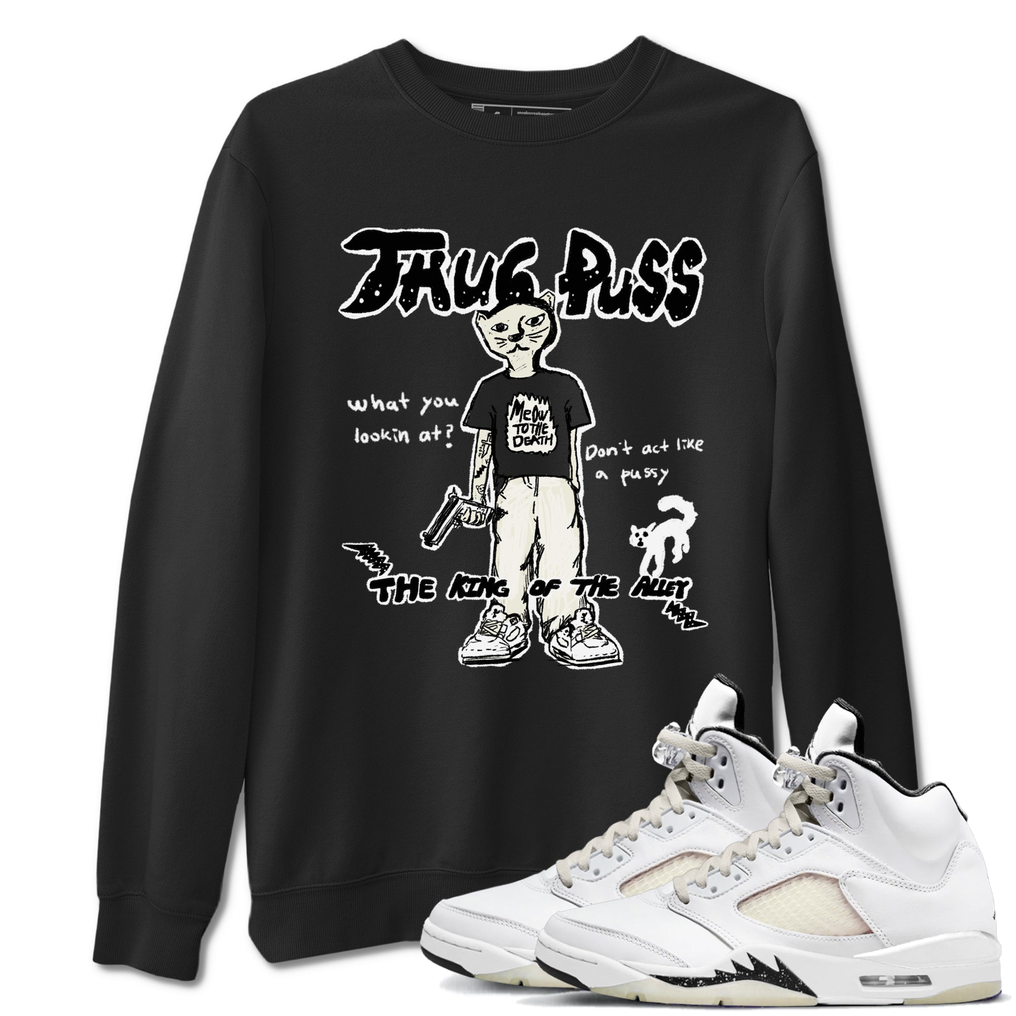 5s Sail shirt to match jordans Thug Puss sneaker tees Air Jordan 5 Sail SNRT Sneaker Release Tees unisex cotton Black 1 crew neck shirt