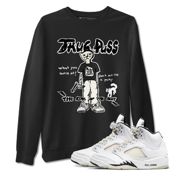 5s Sail shirt to match jordans Thug Puss sneaker tees Air Jordan 5 Sail SNRT Sneaker Release Tees unisex cotton Black 1 crew neck shirt