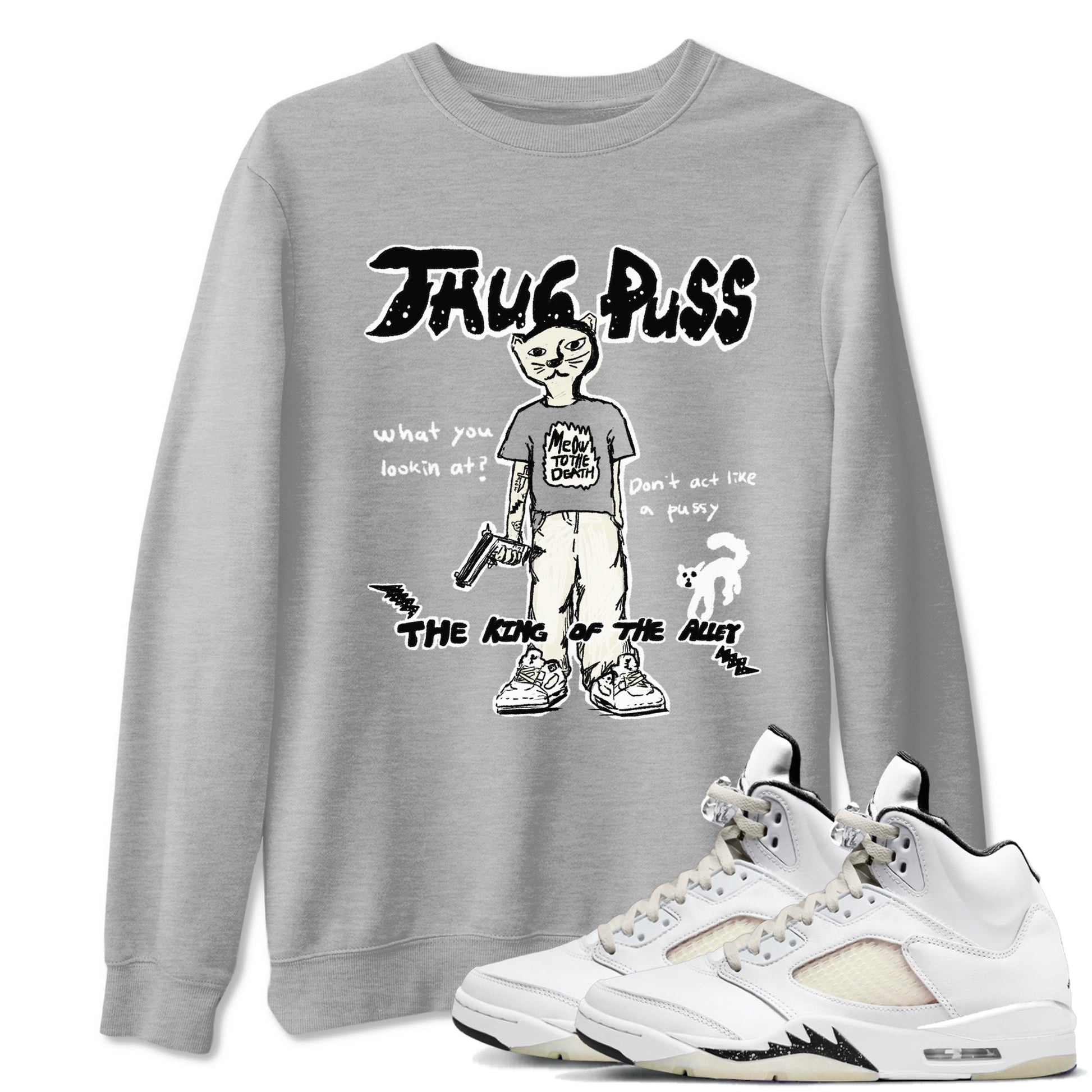 5s Sail shirt to match jordans Thug Puss sneaker tees Air Jordan 5 Sail SNRT Sneaker Release Tees unisex cotton Heather Grey 1 crew neck shirt