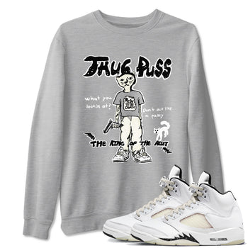 5s Sail shirt to match jordans Thug Puss sneaker tees Air Jordan 5 Sail SNRT Sneaker Release Tees unisex cotton Heather Grey 1 crew neck shirt