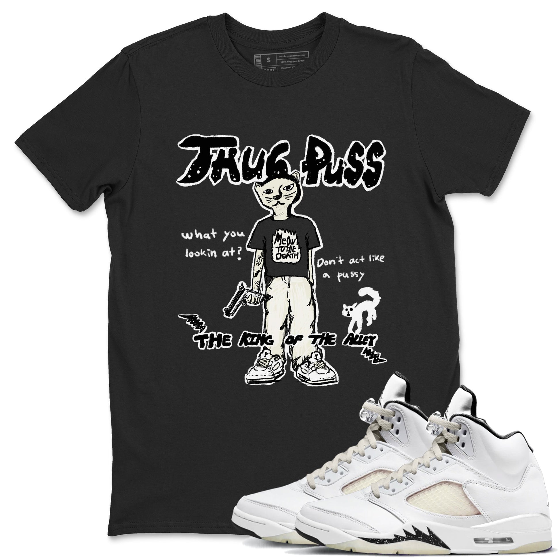 5s Sail shirt to match jordans Thug Puss sneaker tees Air Jordan 5 Sail SNRT Sneaker Release Tees unisex cotton Black 1 crew neck shirt