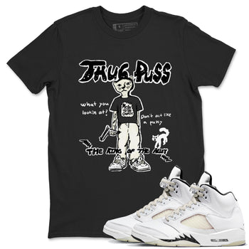 5s Sail shirt to match jordans Thug Puss sneaker tees Air Jordan 5 Sail SNRT Sneaker Release Tees unisex cotton Black 1 crew neck shirt