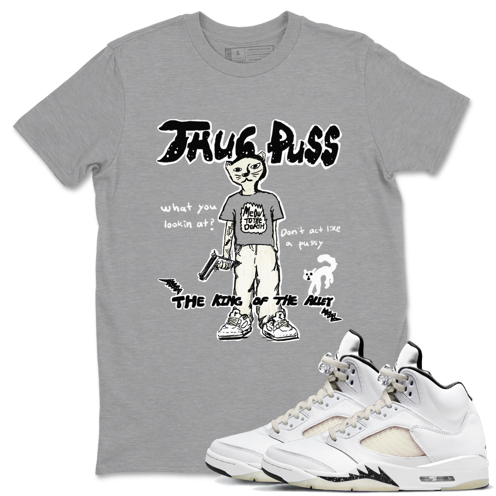 5s Sail shirt to match jordans Thug Puss sneaker tees Air Jordan 5 Sail SNRT Sneaker Release Tees unisex cotton Heather Grey 1 crew neck shirt