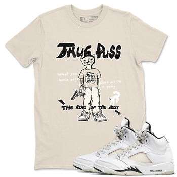 5s Sail shirt to match jordans Thug Puss sneaker tees Air Jordan 5 Sail SNRT Sneaker Release Tees unisex cotton Natural 1 crew neck shirt