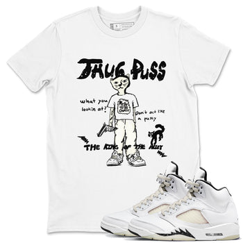 5s Sail shirt to match jordans Thug Puss sneaker tees Air Jordan 5 Sail SNRT Sneaker Release Tees unisex cotton White 1 crew neck shirt