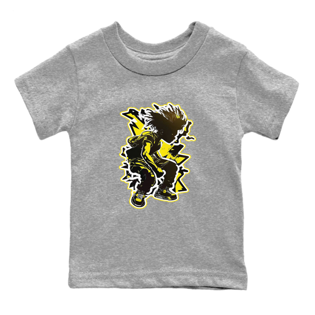 Air Jordan 4 Thunder Sneaker Match Tees Thunder boy Sneaker Tees Yellow AJ4 Thunder Sneaker Release Tees Kids Shirts Heather Grey 2