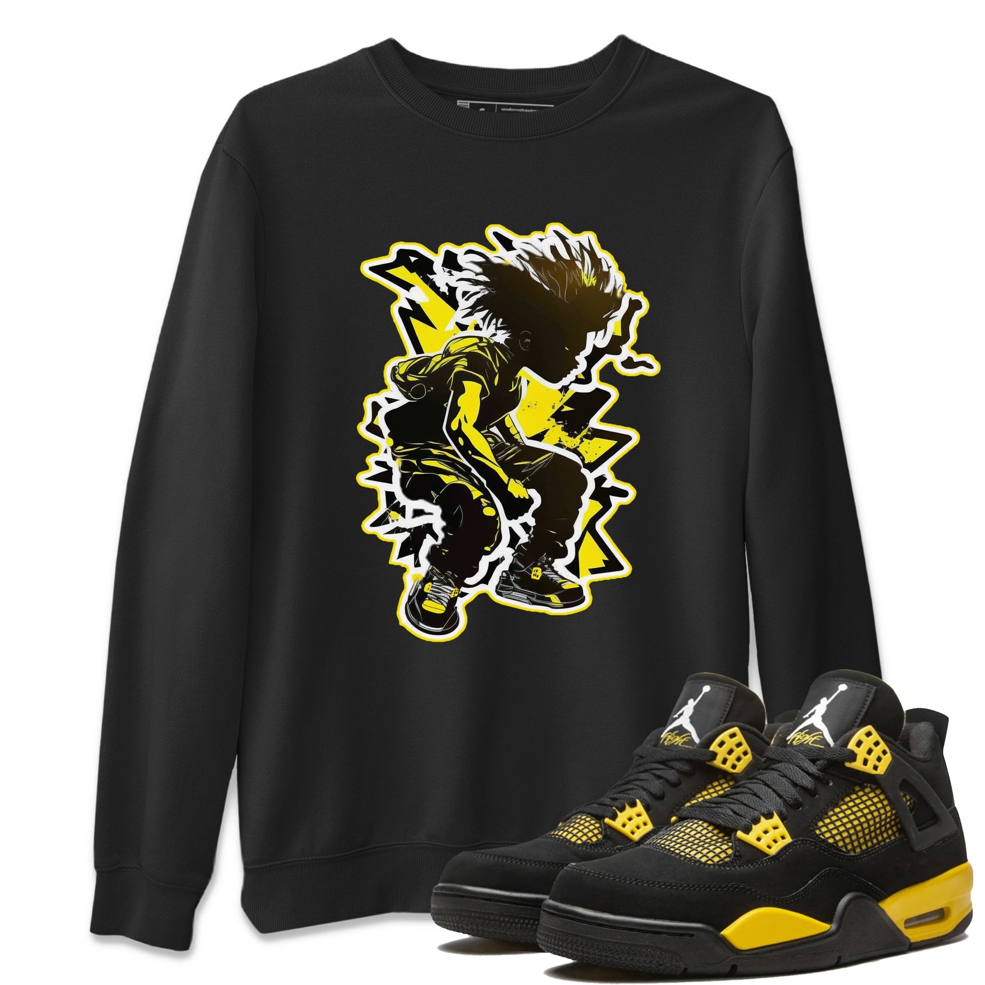 Air Jordan 4 Thunder Sneaker Match Tees Thunder boy Sneaker Tees Yellow AJ4 Thunder Sneaker Release Tees Unisex Shirts Black 1