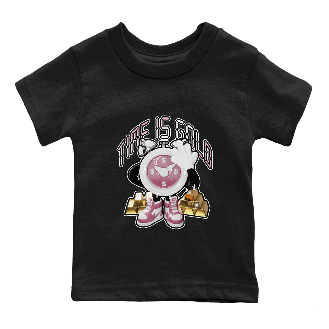 Air Jordan 1 Mauve shirt to match jordans Time Is Gold sneaker tees AJ1Mauve SNRT Sneaker Release Tees Baby Toddler Black 2 T-Shirt