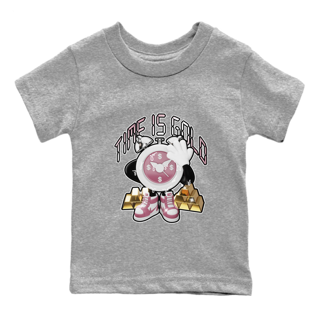 Air Jordan 1 Mauve shirt to match jordans Time Is Gold sneaker tees AJ1Mauve SNRT Sneaker Release Tees Baby Toddler Heather Grey 2 T-Shirt