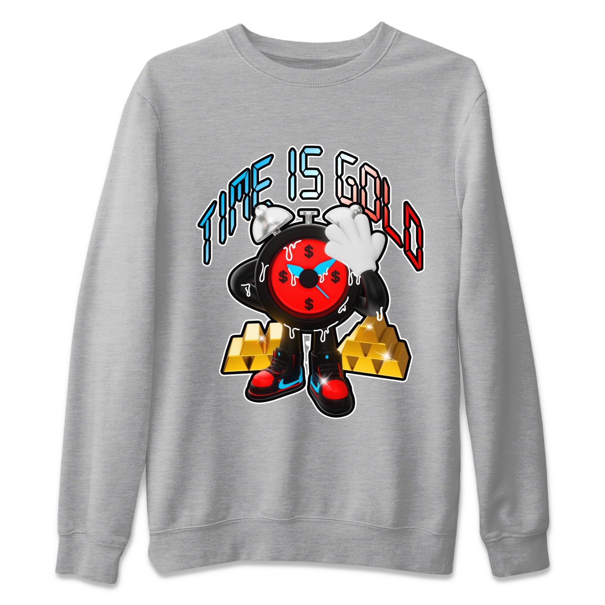 Air Jordan 1 UNC to Chicago shirt to match jordans Time Is Gold sneaker tees AJ1 UNC to Chicago SNRT Sneaker Release Tees Unisex Heather Grey 2 T-Shirt