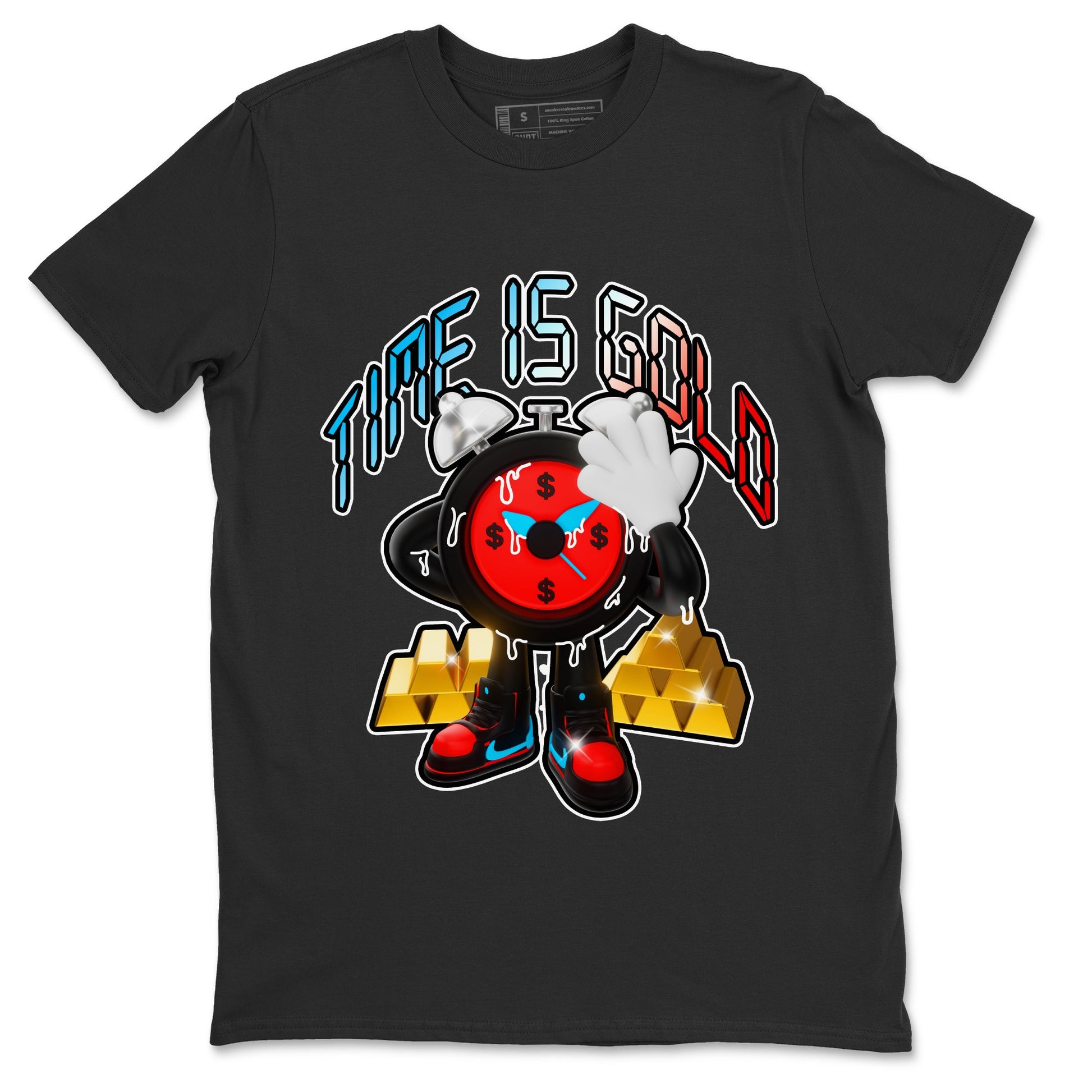 Air Jordan 1 UNC to Chicago shirt to match jordans Time Is Gold sneaker tees AJ1 UNC to Chicago SNRT Sneaker Release Tees Unisex Black 2 T-Shirt