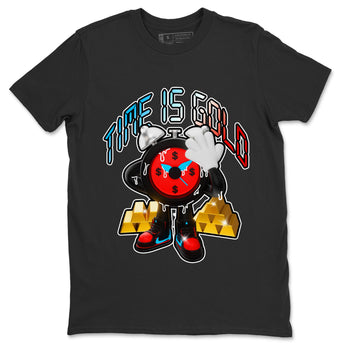 Air Jordan 1 UNC to Chicago shirt to match jordans Time Is Gold sneaker tees AJ1 UNC to Chicago SNRT Sneaker Release Tees Unisex Black 2 T-Shirt
