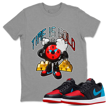 Air Jordan 1 UNC to Chicago shirt to match jordans Time Is Gold sneaker tees AJ1 UNC to Chicago SNRT Sneaker Release Tees Unisex Heather Grey 1 T-Shirt