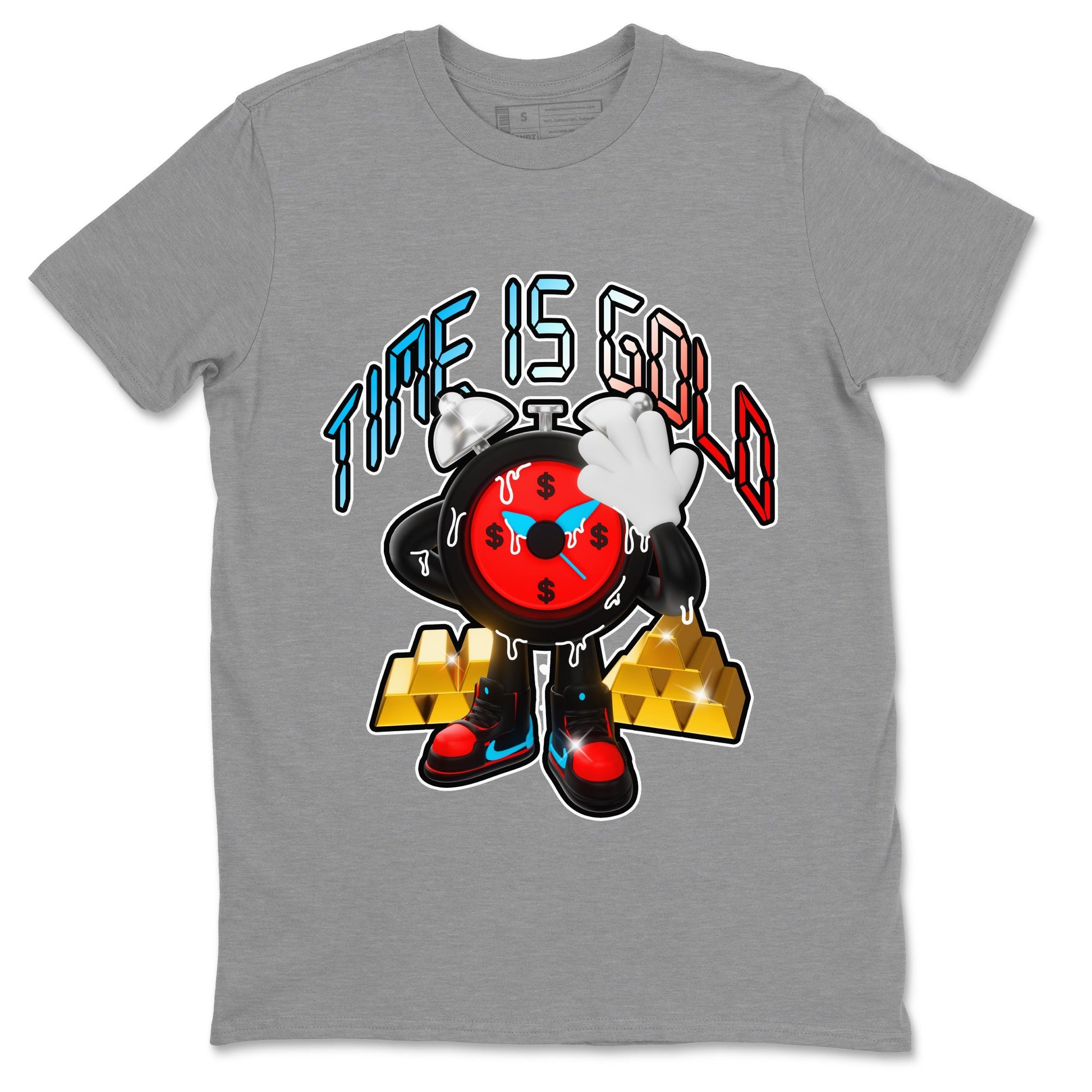 Air Jordan 1 UNC to Chicago shirt to match jordans Time Is Gold sneaker tees AJ1 UNC to Chicago SNRT Sneaker Release Tees Unisex Heather Grey 2 T-Shirt