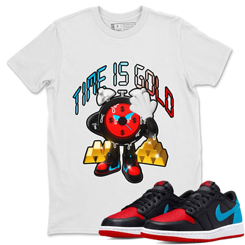 Air Jordan 1 UNC to Chicago shirt to match jordans Time Is Gold sneaker tees AJ1 UNC to Chicago SNRT Sneaker Release Tees Unisex White 1 T-Shirt