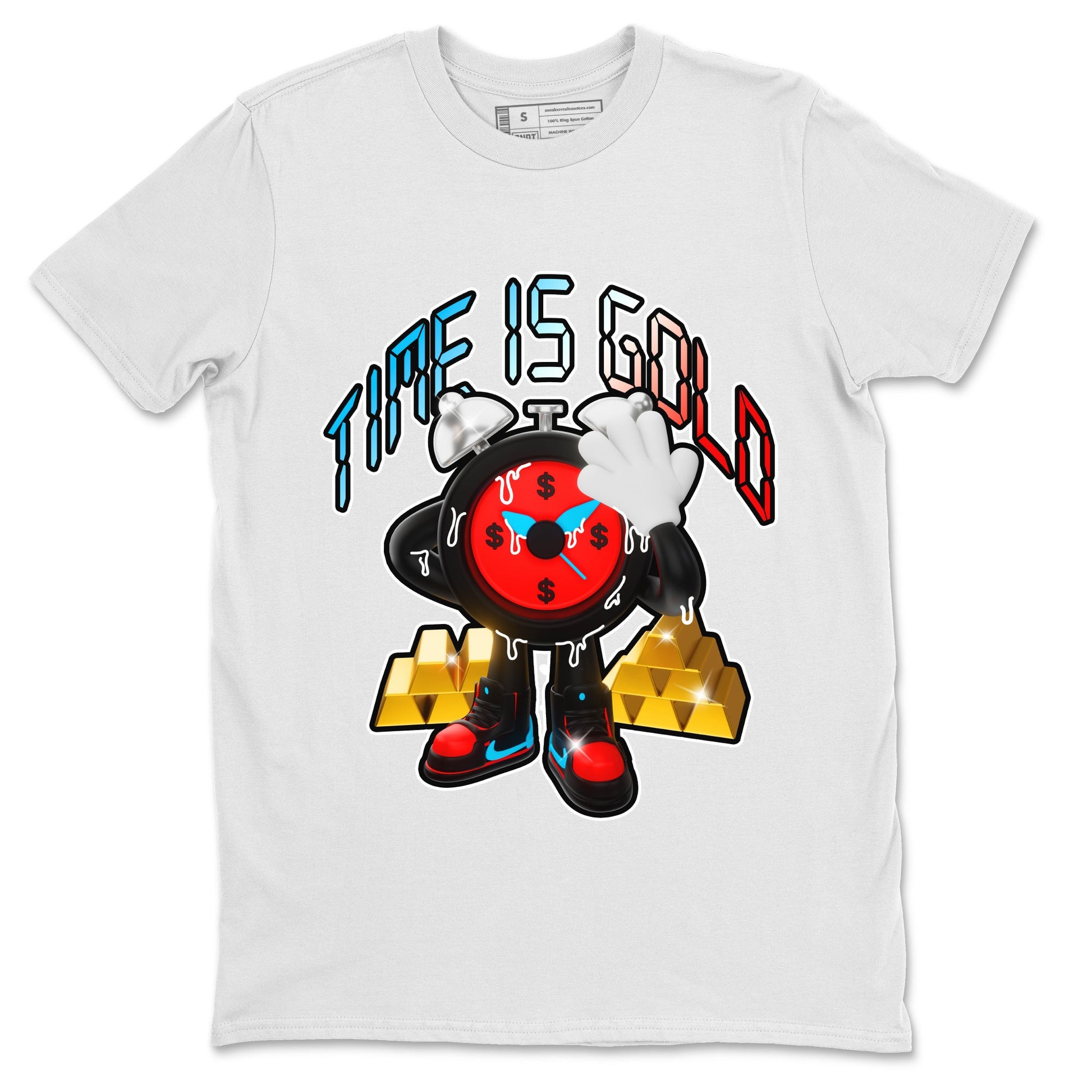 Air Jordan 1 UNC to Chicago shirt to match jordans Time Is Gold sneaker tees AJ1 UNC to Chicago SNRT Sneaker Release Tees Unisex White 2 T-Shirt